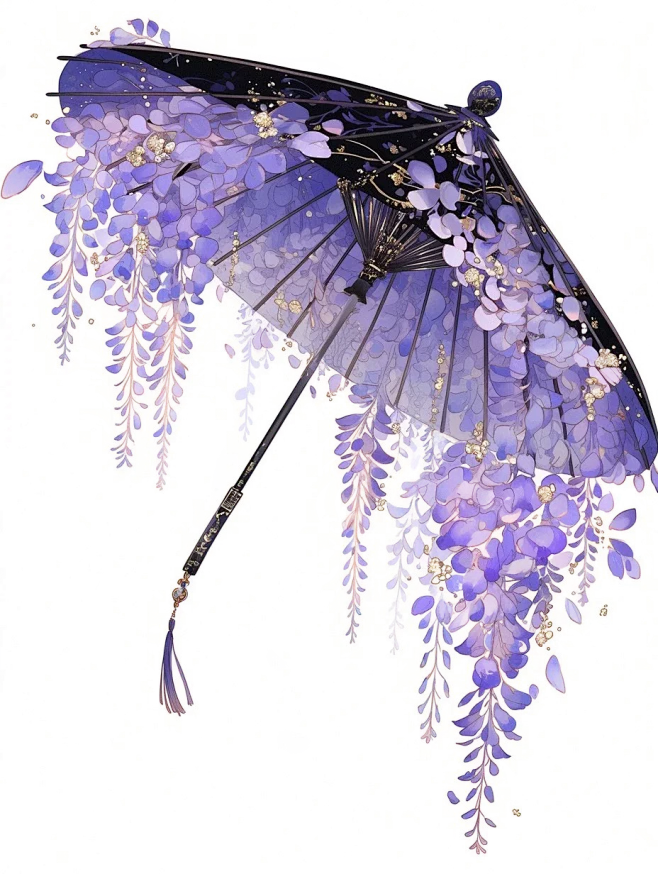 可商素材｜紫藤花伞-花瓣网