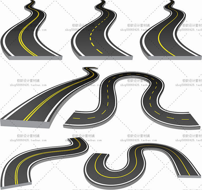 5个EPS 高速公路 道路 矢量图 设计...
