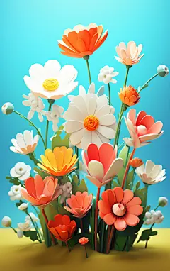 小清新花朵立体花朵素材图AI图