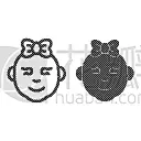 女孩,符号,计算机图标,线条,女婴,可爱的,家庭,直的,小的,微笑