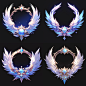 duidui17_A_game_icon_with_white_and_blue_wings_incorporating_el_391A game icon with white and blue wings, incorporating elements of a fantasy world. Cute and dreamy colors, light gold tones, bright lighting effects, high resolution, high quality, high det