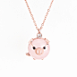 韩国代购爆款富贵猪锁骨链可爱动物粉色小猪项链钛钢饰品工厂直销