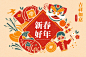 2024年新春好年龙年中国传统春节新年快乐年画海报EPS矢量模板素材 - 设计模版 - 美工云 - 上美工云，下一种工作！