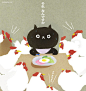 ものゆう 二次元动物插画欣赏 鸟 萌 简约 猫 狐狸 喵星人 可爱 儿童插画 二次元 