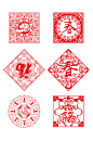 中国红色窗花剪纸底纹背景