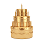 golden-birthday-cartoon-dessert-tiered-cake-with-candles-white-background-3d-rendering