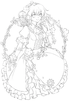 超好看的日系插画动漫人物高清线稿，临摹…材资料 (187)