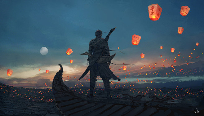 Sky Lanterns by wlop...