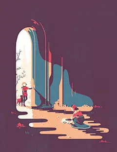 一组空间感很强的平面风格插画丨王氏教育集团 : 关注微信公众号平台：“王氏教育集团实训中心”，全球的CG爱好者都在这里，行业新闻齐分享，专业教程随心学。王氏教育集团是一所专注于CG设计教育、以及智能教育生态链的创新互联网科技学院，提供专业动漫、游戏...