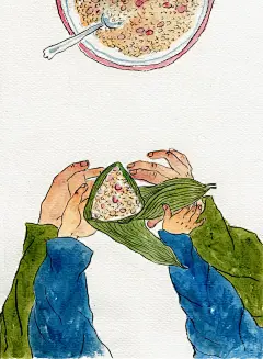 -插画家园-插画家园民俗风情画-插画家园今天，我们一起来包粽子吧，在我们南方，家人一起包粽子，大手牵小手的感觉，现在还有-插画家园