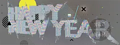 科技抽象创意2020数字Happy New Year字母海报主视觉设计模版2077-淘宝网