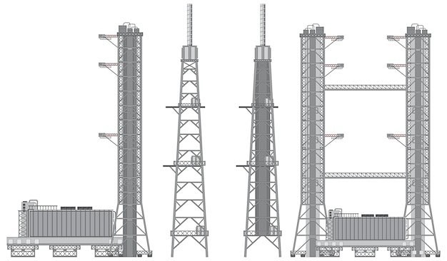 火箭发射塔发射架矢量图设计素材