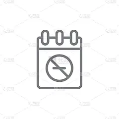 日历，注意大纲图标不吸烟。吸烟活动元素插画图标。符号和符号可以用于网页，标志，手机应用程序，UI，用