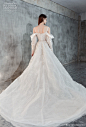 beaute comme toi 2021 bridal long sleeves cold shoulder with strap straight across neckline heavily embellished bodice princess a  line wedding dress mid back chapel train (eloise) bv