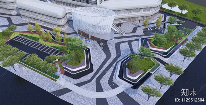 现代折线商业景观SU模型下载【ID:1129512504】_知末su模型网