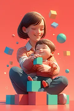 温柔善良母亲节模型元素