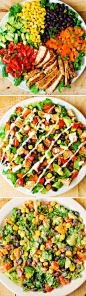 Southwestern Chopped Salad (chicken, avocado, corn, black beans, lettuce, tomatoes, bell pepper) with Buttermilk Ranch Dressing #ad #sponsored by Hidden Valley: 