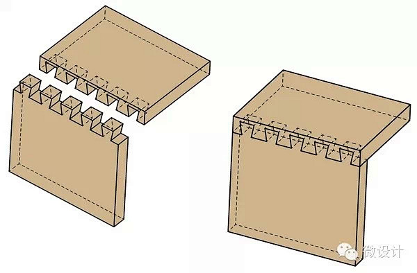 110种常见榫卯结构-半隐燕尾榫：