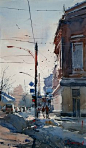 Chisinau views XII by Eugen Chisnicean Watercolor ~ 55cm x 34cm
