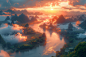 桂林山水风景晨夕自然风景