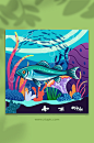 矢量海鲜海洋深海鱼生物插画-众图网