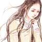 手绘 水彩画 女孩 插画家园 作者by Acer