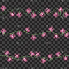 一组耀眼的粉红色花环灯