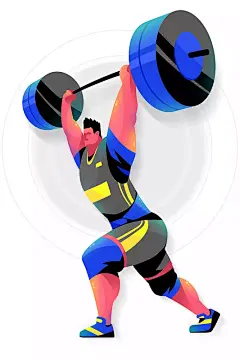 肌肉男手持杠铃举重的插画插画素材