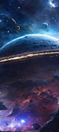星球背景，破损空间