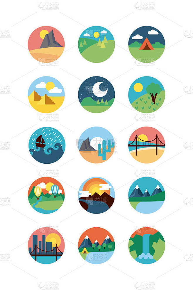 Bundle of landscapes set scenes
