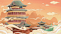 中国风古风建筑著名风景点名胜地区城市印象插画psd绘画素材311-淘宝网