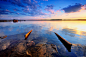 Rusty rails | lake, reflection