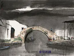 水墨江南 江南绘画 江南风景 国画 水墨风 水彩作品  #山水画# #文物# #书法# #工艺# #油画#