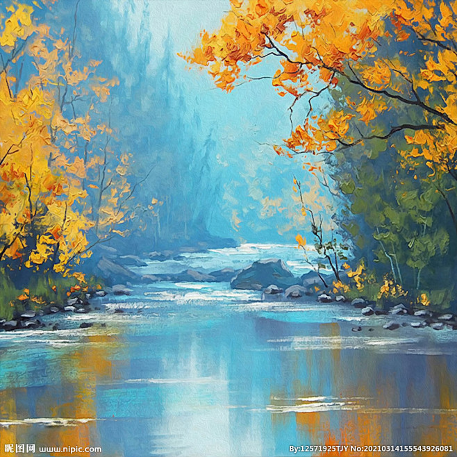 油画山水装饰画背景墙