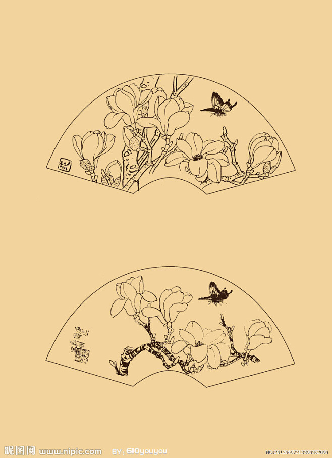 玉兰源文件_花鸟 白描集_PSD分层素材...