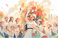 庆祝五一劳动节扁平化人物插画