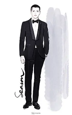 #jjseason插画# #时尚##插画# ---#吴亦凡#帅气西装出席2015#微博之夜# 喜获微博之夜King@北坤人素材