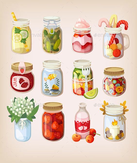 Variety of mason jar...