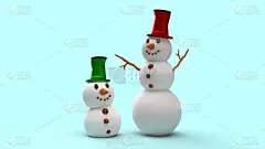雪人在蓝色背景为圣诞节内容3d渲染。