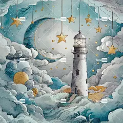 Ai产生的 灯塔 云 海 塔 自然 夜空 海岸 信标 海洋