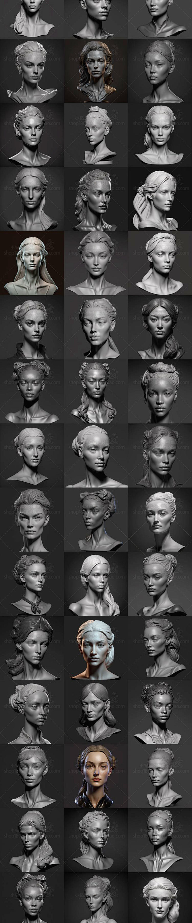 头部雕塑参考图集 3D影视游戏概念人物设...