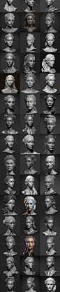 头部雕塑参考图集 3D影视游戏概念人物设计美术资源 头像插画-淘宝网