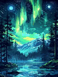 Mrnsiet Aurora 森林涂料,数字套件,适合初学者,星空涂料,成人,亚克力抽象景观绘画套件,适用于家居装饰,30.48 x 40.64 厘米