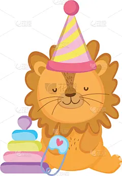 可爱的,小的,狮子,派对帽,儿童,婴儿,塑胶,华丽的,性格,庆祝