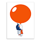轻艺术 创意插画 红色气球 男生 海报画芯##北欧##童趣##卡通##儿童房##装饰画#