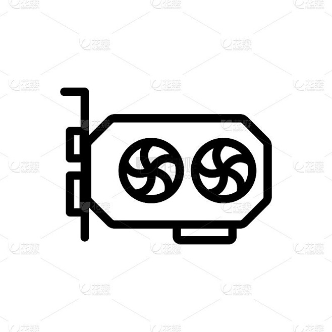 现代显卡图标矢量轮廓插图