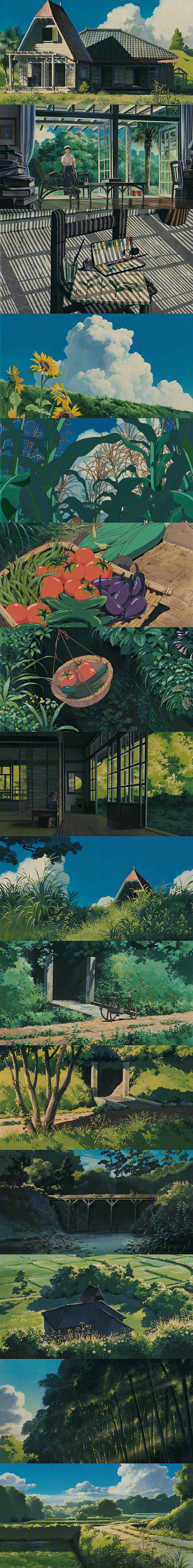 宫崎骏动画电影截图，想住进动画里的小镇，...