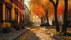 城市环境绿化林荫大道树木摄影图