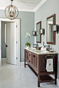 Wall paint color is Benjamin Moore Gray Wisp. Great transitional gray/green/blue mix Reu Architects: 