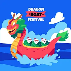 端午节龙舟赛卡通插画